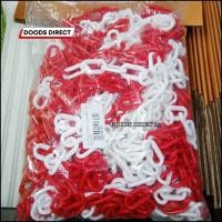 ราคา โซ่พลาสติก โซ่กั้นเขต Plastic Chain โซ่จราจร โซ่ขาวแดง โซ่คล้องกรวย โซ่คล้องเสา ยาว 25 เมตร (22599655067)