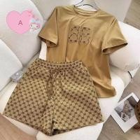 ราคา Summer new Korean style casual suit for women embroidered short sleeve shorts two piece suit (22504262041)