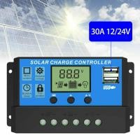 ราคา PWM 30A Solar Charge Controller 12V 24V LCD Display Dual USB Solar Panel Charger 10A 20A 30A 60A รุ่น 30A (8708300874)