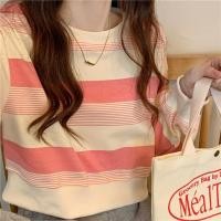 ราคา SODSAI พร้อมส่ง เสื้อยืด oversize แขนยาว ลายทาง แฟชั่น ผู้หญิง ผ้านุ่ม สีชมพู เขียว สไตล์เกาหลี (21032185053)