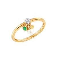 ราคา PRIMA แหวนประดับเพชร ไข่มุก และมรกต ตัวเรือน 9K สี Yellow Gold Golden 9 Collection รหัสสินค้า 955R0016 01 (22769610205)