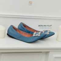 ราคา รองเท้าหนังแกะแท้รุ่น Berlina Flat Turquoise color สีฟ้า (18850792244)