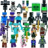 ราคา minecraft toys Compatible with LEGO building blocks Children birthday GIFT เครื่องมือดาบใช้ได้กับเลโก้ Minecraft มรกต HJFGF นักล่าผีดิบสตีฟก้ามเพชรจมน้ำตายบล็อคก่อสร้าง Minifigures (20888621425)