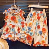 ราคา ชุดสูทเด็กผู้หญิงลายหมีลีดเดอร์เสื้อยืดอัดพลีทแขนกุดพิมพ์ลายดอกไม้วินเทจชุดเสื้อผ้าเด็กแบบแฟชั่น3ชิ้นใหม่สำหรับฤดูร้อน (22282645435)