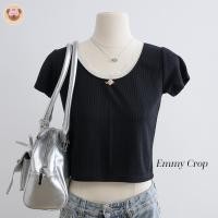ราคา Emmy Crop เสื้อยืดครอปคอเหลี่ยม เเต่งดอกกุหลาบสีชมพู ดีเทลน่ารัก เเต่งขอบลูกไม้ (22793406593)
