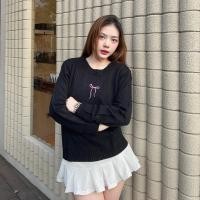 ราคา SpinnyHouse เสื้อไหมพรมแขนยาว สเวตเตอร์ปักโบว์ ผ้าไหมพรมถัก สาวอวบใส่ได้ ใส่กันแดดกันลมกันหนาว สเวตเตอร์ปักโบว์ (22980226469)