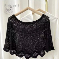 ราคา ผ้าคลุมไหล่ถักสำหรับลูกไม้ถักลายฉลุเสื้อกั๊กสั้นฤดูร้อนการ์ดคอปลอมสำหรับผู้หญิงผ้าพันคอเสื้อสตรีแต่งลูกไม้ชุดคลุมชายหาดขึ้นทรงหลวมเสื้อเชิ๊ตผ้าคลุมไหล่ (22271776901)