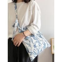ราคา Retro Chinese Blue และ สีขาว กระเป๋าสะพายไหล่เดี่ยวลายดอกไม้ลายคราม ผู้หญิง กระเป๋าสะพายข้างใต้วงแขนบาง ผ้าฝ้าย กระเป๋าผ้า (22705051944)
