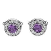 ราคา Luxury Zircon Purple White Crystal Rhinestone Cufflinks Geometric Series Mens and Womens French Business Cufflinks (18615651609)