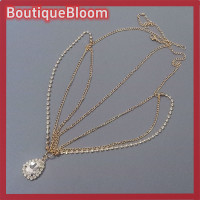 ราคา BoutiqueBloom สร้อยคอคริสตัลรูปหน้าผากสำหรับผู้หญิงประดับคริสตัลพู่โซ่ประดับผมทรงหยดน้ำ (22492609743)
