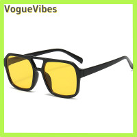 ราคา VogueVibes แว่นกันแดดทรงสี่เหลี่ยมสไตล์วินเทจแว่นกันแดดแบรนด์ย้อนยุคสำหรับผู้หญิงสีดำสีเหลืองลูกกวาดแฟชั่นสี (22557657200)