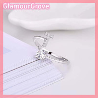 ราคา GlamourGrovE แหวนเพชรเทียม26ตัวอักษรปรับได้แหวนแฟชั่นใหม่แหวนเปิดตัวอักษร A Z สำหรับผู้หญิงของขวัญเครื่องประดับที่มีเสน่ห์ (22518235648)