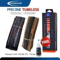 ราคา แถมน้ำยา ยางนอกจักรยานเสือหมอบ SCHWALBE รุ่น PRO ONE TUBELESS ขนาด 700x25C 28C สีดำและสีน้ำตาล (22280488573)