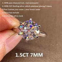 ราคา Classic 6 Prongs 5 Carat Round Moissanite Ring Sterling Silver Plated 14K Gold High Clarity D Color Diamond Rings Woman Jewelry (19730003264)