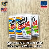 ราคา Shout Wipe And Go Instant Stain Remover 12 Or 20 Wipes แผ่นเช็ดทำความสะอาด สำหรับผ้า แบบพกพา แผ่นขจัดคราบ (18784366285)