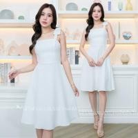 ราคา ชุดราตรี ชุดออกงาน ชุดไปงานแต่งสีขาว เดรสสั้นไหล่โบว์ กระโปรงทรงบานคลุมเข่า แนวน่ารัก เรียบหรู สวยดูดี (21086347540)