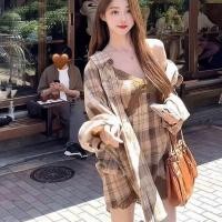 ราคา ชุดเดรส2ชิ้นลายสก็อตสีน้ำตาล (22962765434)