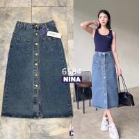 ราคา TwiceJeans กระโปรงยีนส์ยาว งานสีฟอกสนิม งานนำเข้า Premium แต่งกระดุมหน้าทอง ดีเทลกระเป๋าหน้า ผ้าไม่ยืด S XL (21994160513)
