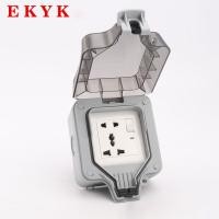 ราคา ร้านไทย ปลั๊กกันน้ำ IP66 110 240V พร้อมฝาครอบกันน้ำ การออกแบบแหวนปิดผนึกรูปตัวLที่กันน้ำ เหมาะสำหรับสภาพแวดล้อมที่ชื้นเช่นกลางแจ้งและห้องน้ำ กันฝน กันฝุ่น ปลั๊กไฟเต้ารับ ปลั๊กกันน้ำ เต้าปลั๊กไฟกันน้ำ 