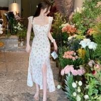 ราคา เดรสสีชมพู เดรสลายดอกไม้ เดรสยาว เดรสเปิดไหล่ เดรสแขนกุด เดรสผู้หญิง เดรสดํา เดรสออกงาน (22463094499)