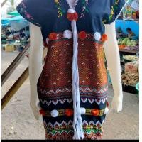 ราคา เดรสกะเหรี่ยงเสื้อกะเหรี่ยงตัวยาวผ้าฝ้ายทอมืองานปักดอกไม้ (22762342634)