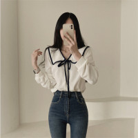 ราคา พร้อมส่ง เสื้อเชิ้ตแขนยาวคอปกผูกโบว์น่ารัก F24 (19998019210)