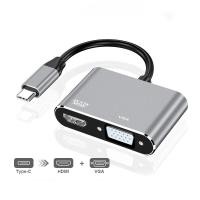 ราคา USB C to HDMI VGA Adapter 4in1 Type c to HDMI 4K ประเภท C ถึง HDMI USB C 3 0 VGA PD Adapter Dock Hub สำหรับ Macbook Pro Samsung S20 dex Huawei Xiaomi HP Envy 13 Dell XPS13 15 Lenovo miix510 (228103447