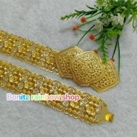 ราคา เข็มขัดเส้นใหญ่เครื่องประดับชุดไทยสีทอง สายพิกุล CM0022 (21396240966)
