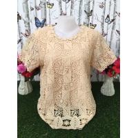 ราคา เสื้อลูกไม้สวย อก42นิ้ว เสื้อลูกไม้สาวอวบ เสื้อไปวัด เสื้อลายดอก รุ่น4213 4ทานตะวัน (22052511815)