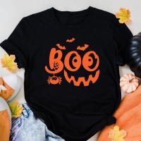 ราคา เสื้อ Halloween Pumpkin Face Print Halloween Party T Shirt Halloween Party Outfits Funny Women Black Shirt ไม่จำกัดเพศ (22638759684)