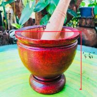 ราคา ครกไม้จามจุรี พร้อมสาก สีแดง ขนาด 5 นิ้ว (22566566004)