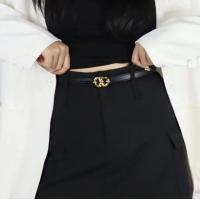 ราคา พร้อมส่ง เข็มขัด สไตล์เรียบง่าย สไตล์เกาหลี แฟชั่นสำหรับผู้หญิง หัวเข็มขัดสีทอง เข็มขัดหนัง p95 (22817825037)