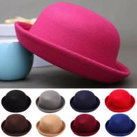 ราคา kq0 ผู้หญิงVintage Elegant Fedoraหมวกเบเร่ต์หมวกFloppy Bowlerหมวกที่ให้ความรู้สึกเหมือนขนสัตว์ (5108960400)