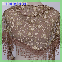 ราคา TrendyTroveE ผ้าคลุมไหล่แฟชั่นสำหรับผู้หญิง1ชิ้นผ้าคลุมไหล่ลูกไม้ลายดอกไม้ (22492317915)