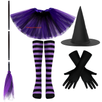 ราคา MG ชุดเครื่องแต่งกายแม่มดฮาโลวีนรวมถึงถุงมือหมวกแม่มดสีดำ (22154807615)