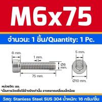 ราคา สกรู หัวจม สแตนเลส 304 เกลียวมิลตลอด M6 Hex Socket Head Cap SUS 304 (22017282141)