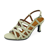 ราคา TAYWIN รองเท้าแตะส้นสูงหนังแท้ รุ่น SC 69 หนังนิ่มสีครีมอ่อน (3754358836)