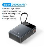 ราคา Vention 20000mAh Power Bank 65W Fast Charging with LED Display 3 Port Built in Type C Cord for Laptop Tablet iPhone 16 15 pro max Samsung Xiaomi Huawei Realme Portable Powerbank (23011417477)