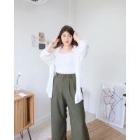 ราคา CurveG Wide Leg Pants Seaweed กางเกงขายาว สีเขียวขี้ม้า (18559019439)