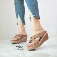 ราคา CL168 รองเท้าเสริมส้นสูง2 5นิ้ว ไหมดิ้นทองสวมหน้ายิปแซง (22153944247)