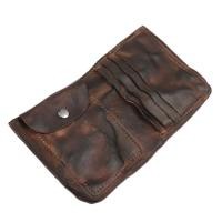 ราคา Wrinkle WalletVintage Handmade Cow Leather Card Holder for Men Leather Bifold Money Clips (19816694958)