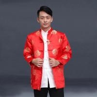 ราคา คอจีนเสื้อแขนยาวสีแดง ตรุษจีน สไตล์จีน ผ้าเนื้อซาติน (22678452135)