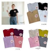 ราคา CHOM เสื้อยืดคอกลม แต่งหัวใจ ผ้าCOTTON งานป้าย (21397909991)