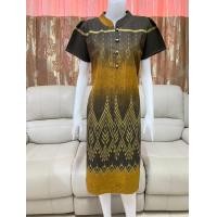 ราคา ชุดเดรสยาวผ้าฝ้ายพิมพ์ลายไทย ชุดเดรสคอจีนผ้าพื้นเมือง หมักโคลน (22223905150)