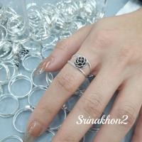 ราคา ใหม่ แหวนเงินแท้แต่ง2ก้าน งานหัวนะโมและหัวดอกไม้ (19242691314)