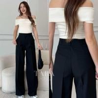 ราคา พร้อมส่ง กางเกงผ้า Soda ขากระบอก รุ่นเจาะกระเป๋าหลัง (21957595195)