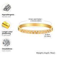 ราคา กำไลข้อมือกุญแจมือแบบบานพับเหล็กสแตนเลส CZ หรูหรา Vnox สำหรับผู้หญิงเครื่องประดับวันเกิดกำไลชุบทอง18K (22782564475)