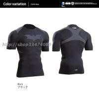 ราคา Bodymaker เสื้อฟิตเนสออกกำลังกายสีดำชุดแขนสั้นแขนยาวลายแบทแมนสำหรับผู้ชายแห้งเร็วรัดรูประบายเหงื่อกันแดด (21359492344)