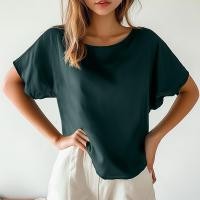 ราคา Closet Crush เสื้อเบลาส์แขนสั้น คอปาด สีเขียว สีขาว สีดำ (23000937846)