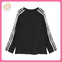 ราคา NICCO เสื้อยืดแขนยาวสีดำโบว์ เดรสสตรีแขนยาวปักลายลูกไม้ เสื้อคอกลมทรงหลวมสไตล์เกาหลี สีดำสีน้ำเงินเข้ม Korean style Bow black long sleeve T shirt (22733699490)